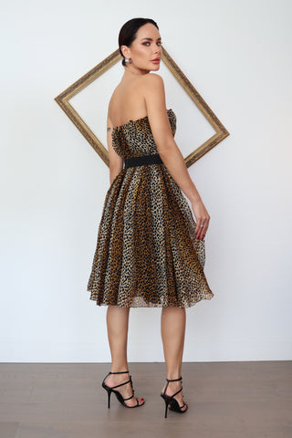 Dolce & Gabbana leopard silk chiffon strapless dress size IT 40, very good condition.
