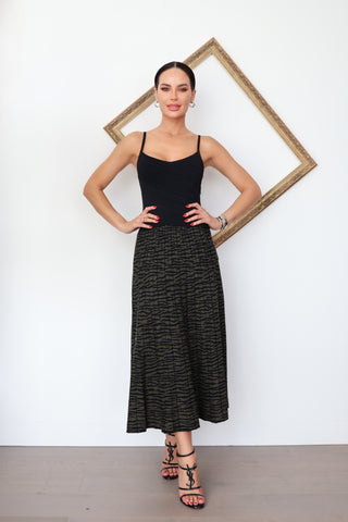 Proenza Schouler black midi dress with ruched bodice and textured patterned skirt size