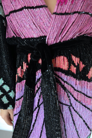 Retrofête Gabrielle multicolour sequin butterfly robe dress size S.