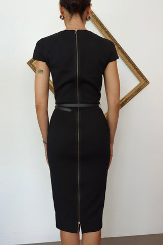 Victoria Beckham black dress with exposed back zip detail Spring Summer 2015 UK 8.