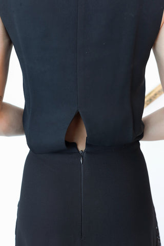 Bianca Spender black draped tank dress with lace skirt size AU 6