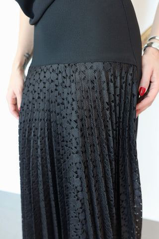 Bianca Spender black draped tank dress with lace skirt size AU 6