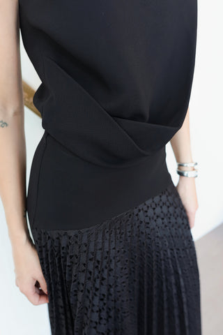 Bianca Spender black draped tank dress with lace skirt size AU 6