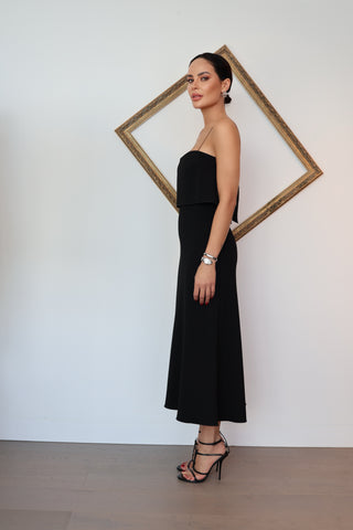 Bec and Bridge Araia black strapless midi dress size AU 8.