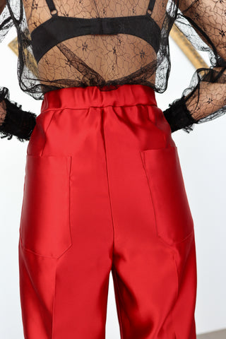 Tom Ford red silk duchess tapered pants size IT 40.