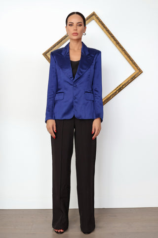 Tom Ford blue silk satin tailored blazer size IT 38.