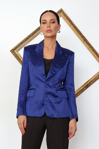 Tom Ford blue silk satin tailored blazer size IT 38.