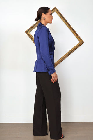Tom Ford blue silk satin tailored blazer size IT 38.