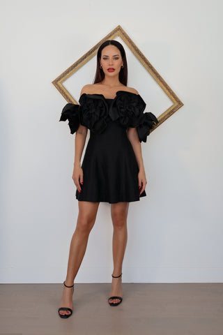 Aje Etta black mini dress structured silhouette size 8 new with tag.