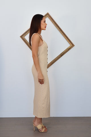 Ulla Johnson Nedda beige ribbed cotton dress size P.