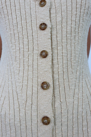 Ulla Johnson Nedda beige ribbed cotton dress size P.