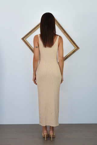 Ulla Johnson Nedda beige ribbed cotton dress size P.