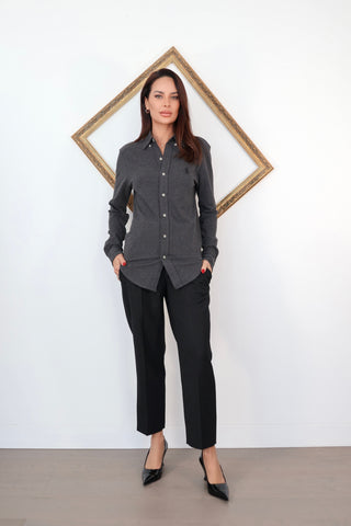 Polo Ralph Lauren grey featherweight mesh pique shirt with button front and embroidered logo.
