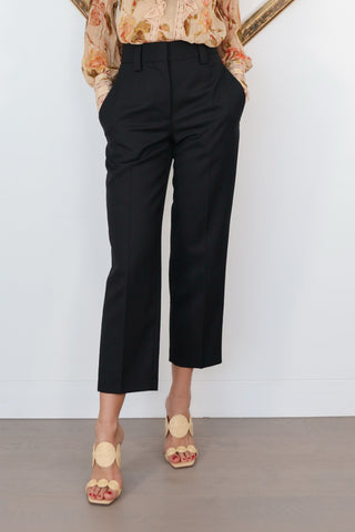 Acne Studios black tailored trousers size 34 mid rise cropped straight leg pants