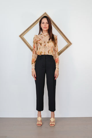 Acne Studios black tailored trousers size 34 mid rise cropped straight leg pants