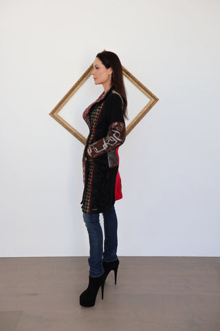 Desigual Black Multicolour Patchwork Coat – Size 38