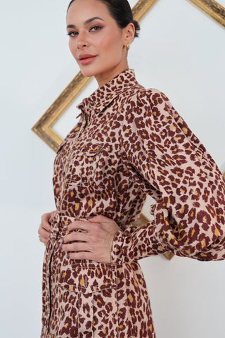 Zimmermann Leopard Linen Mini Shirt Dress - Size 1