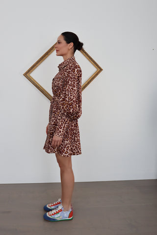 Zimmermann Leopard Linen Mini Shirt Dress - Size 1