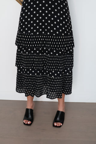 Zimmermann Pleated Sleeved Midi Dress – Black Polka Dot, 0 AU 