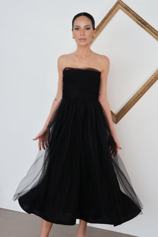 Zimmermann Strapless Black Tulle Midi Dress - Size 1