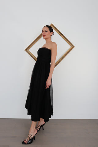 Zimmermann Strapless Black Tulle Midi Dress - Size 1