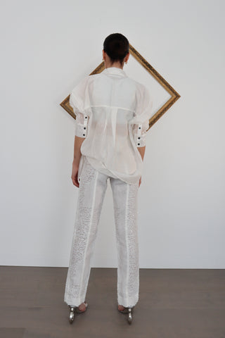 Zimmermann Transparent Sequin White Pants – Size 0