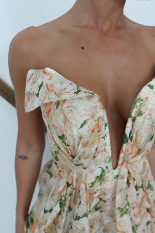Zimmermann Coral Azalea rose draped mini dress size 2.
