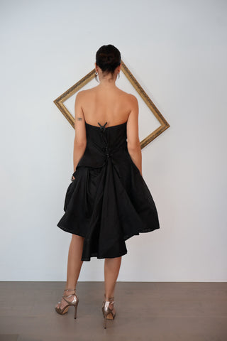 Zimmermann Illuminate black strapless draped mini dress size 2.