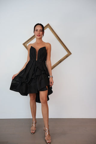 Zimmermann Illuminate black strapless draped mini dress size 2.