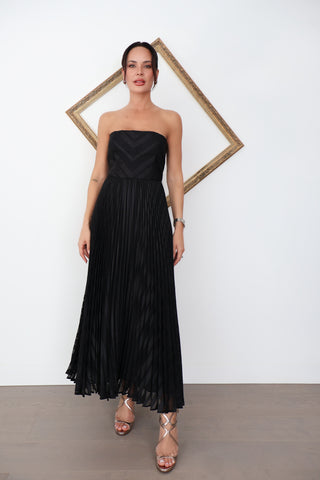 Zimmermann Burnout Pleated black midi dress size 2.