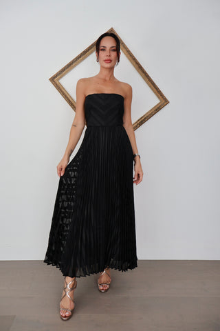Zimmermann Burnout Pleated black midi dress size 2.