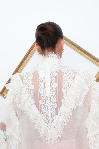 Zimmermann Crush Heart Trim Blouse - 8
