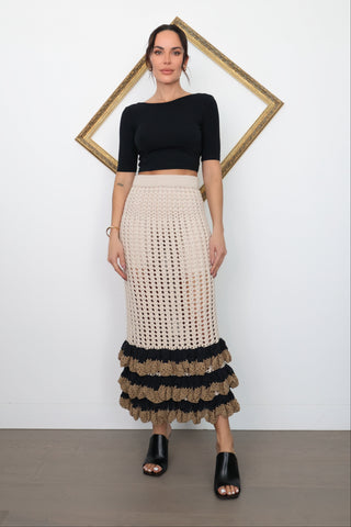 Zimmermann Crochet Maxi Skirt Beige – Size 1