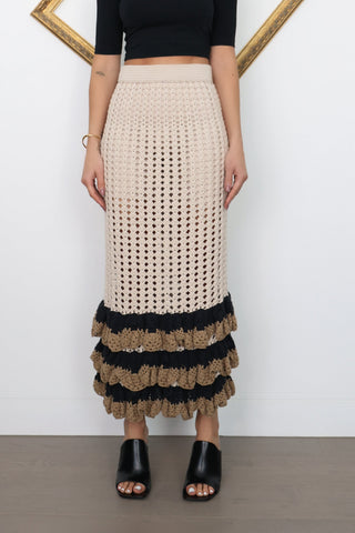 Zimmermann Crochet Maxi Skirt Beige – Size 1