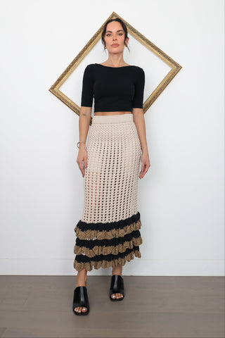 Zimmermann Crochet Maxi Skirt Beige – Size 1