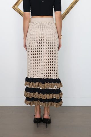 Zimmermann Crochet Maxi Skirt Beige – Size 1
