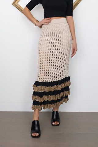 Zimmermann Crochet Maxi Skirt Beige – Size 1