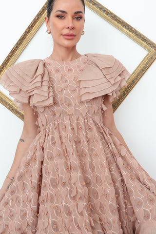 Zimmermann Flower Details Flounce Dress – Nude, Size 0