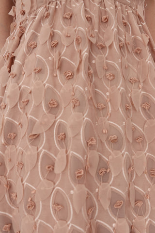 Zimmermann Flower Details Flounce Dress – Nude, Size 0