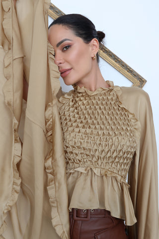 Zimmermann Hypnotic Smocked Satin Bodice - 0P