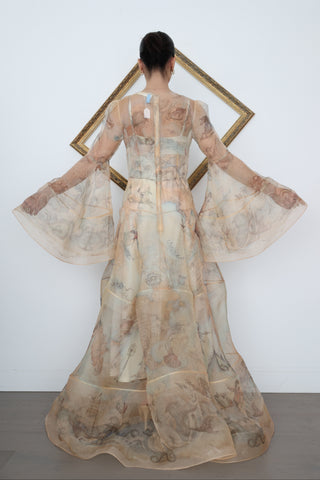 Zimmermann Memento Organza Dress – Sepia Landscape Print, Size 0