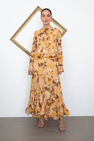 Zimmermann Retro Flouncy Floral Set – Blouse & Skirt