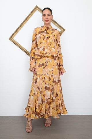 Zimmermann Retro Flouncy Floral Set – Blouse & Skirt