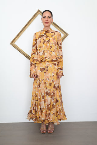 Zimmermann Retro Flouncy Floral Set – Blouse & Skirt