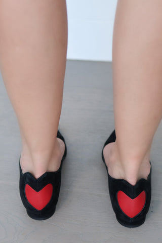 Dioramour black suede ballet flats with classic rounded toe silhouette