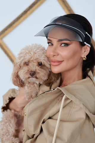 Christian Dior black logo visor with clear curved brim 