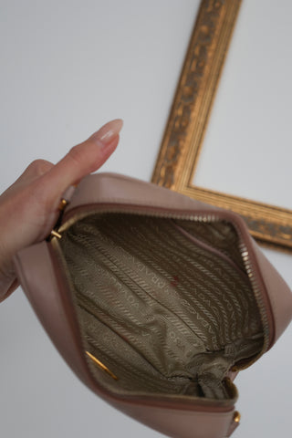 Prada Saffiano Lux Small Camera Crossbody Bag, beige (Cipria), gold-tone hardware.