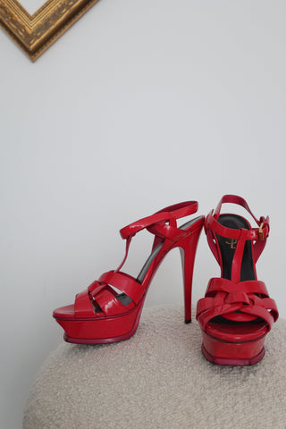 Saint Laurent Tribute Platform Sandals, Size 37