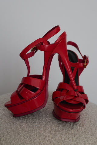 Saint Laurent Tribute Platform Sandals, Size 37