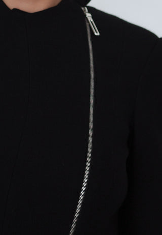 Kitx Wool Jacket, Black, Asymmetric Zip, Size 8